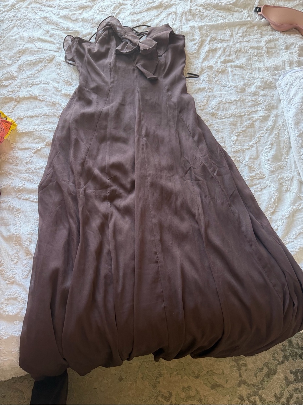 ASOS Chocolate Brown Maxi Dress with Ruffle Neck
